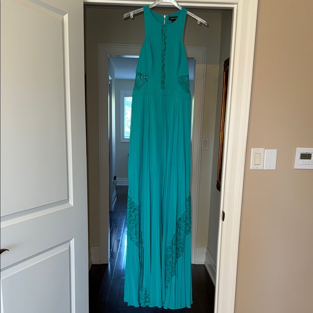 Marciano Green Halter Sleeveless Maxi Gown with lace